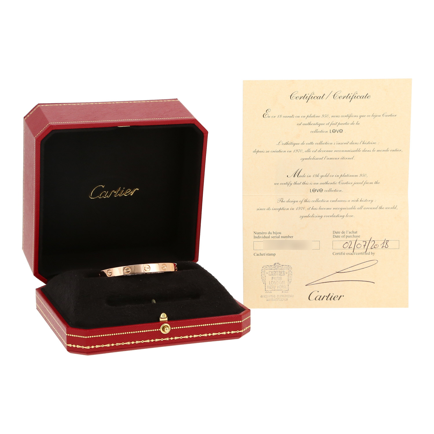 Bracelet Cartier Love en or rose - Detail D2