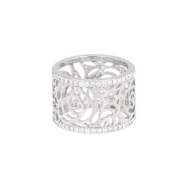 Bague Chanel Camélia Fil grand modèle en or blanc et diamants