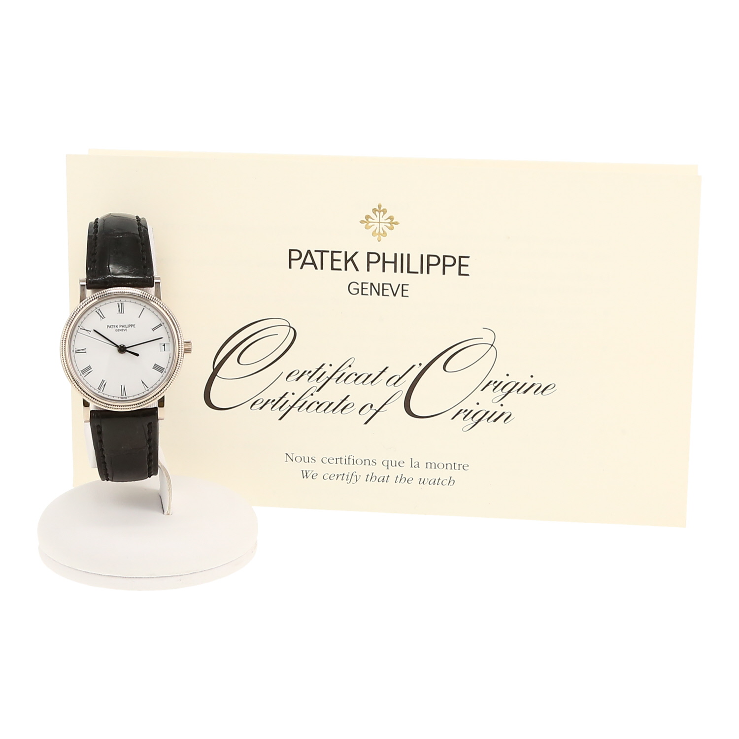 Montre Patek Philippe Calatrava Clous De Paris en or blanc Ref: Patek Philippe - 3802  Vers 2004 - Detail D2