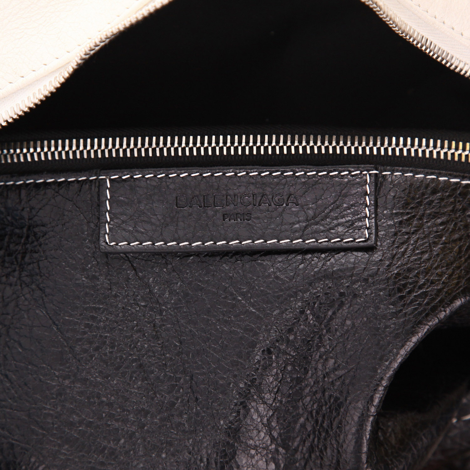 Shopping bag Balenciaga  Bazar shopper modello grande  in pelle nera bianca e blu - Detail D2