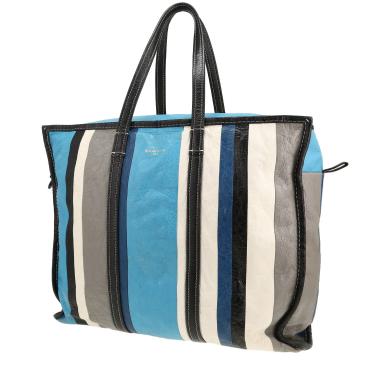 Sac cabas Balenciaga  Bazar shopper grand modèle  en cuir noir blanc et bleu