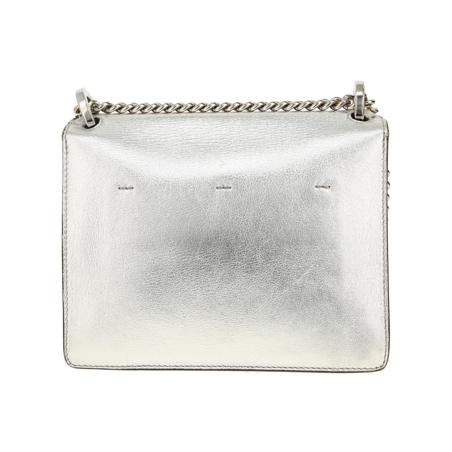 Borsa a tracolla Fendi  Kan U in pelle argentata - Detail D4