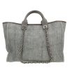 Chanel  Deauville shopping bag  in grey canvas  and grey leather - Detail D4 thumbnail