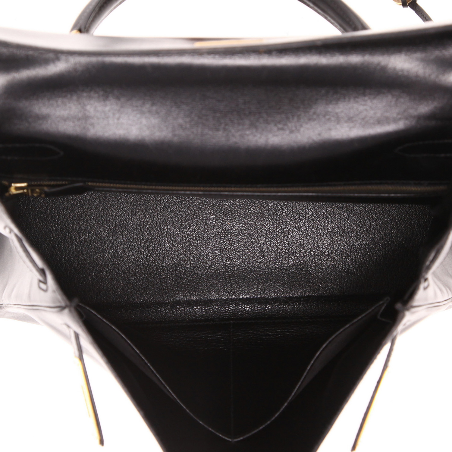 Bolso de mano Hermès  Kelly 32 cm en cuero box negro - Detail D3