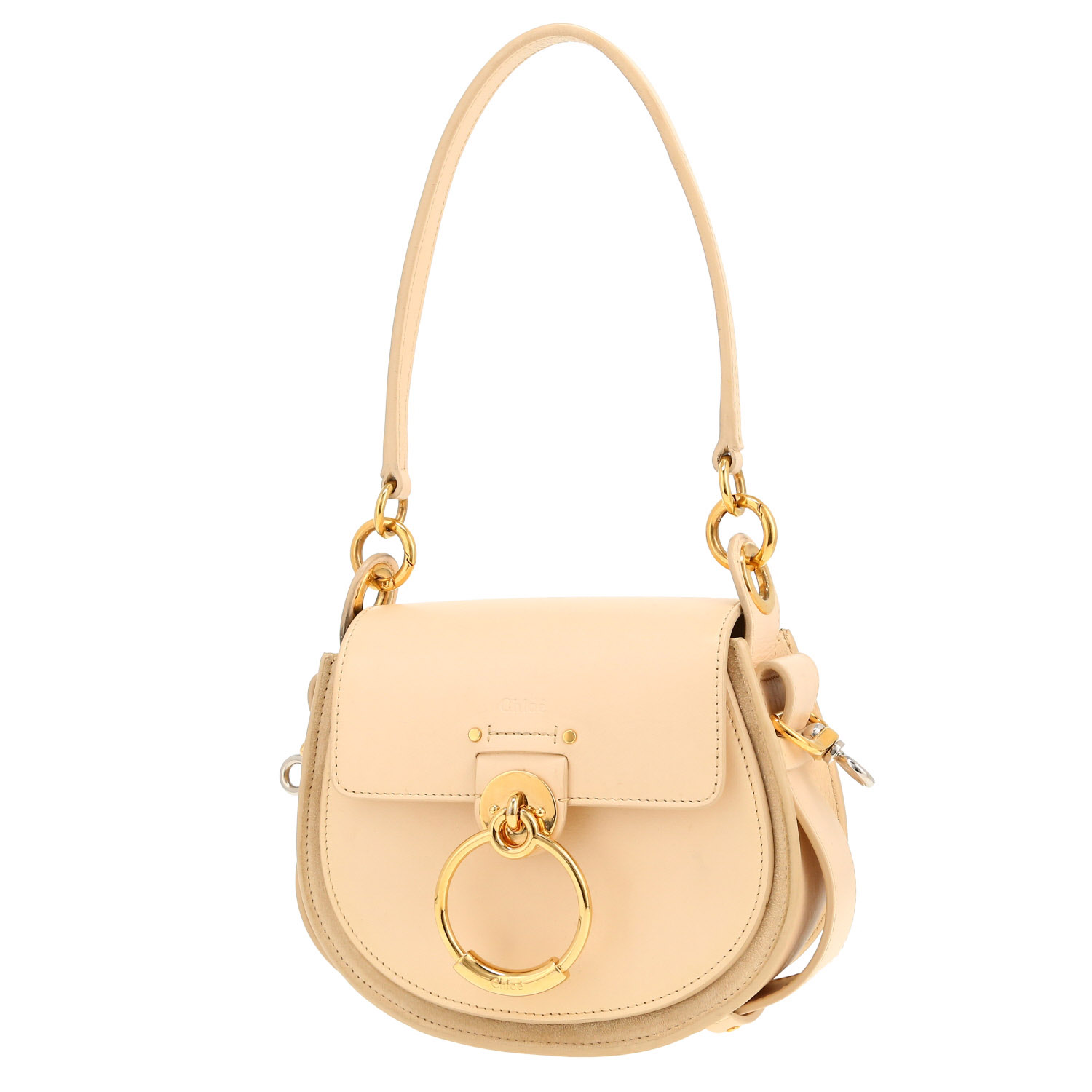 Chloé Tess shoulder bag in beige leather - Detail D5