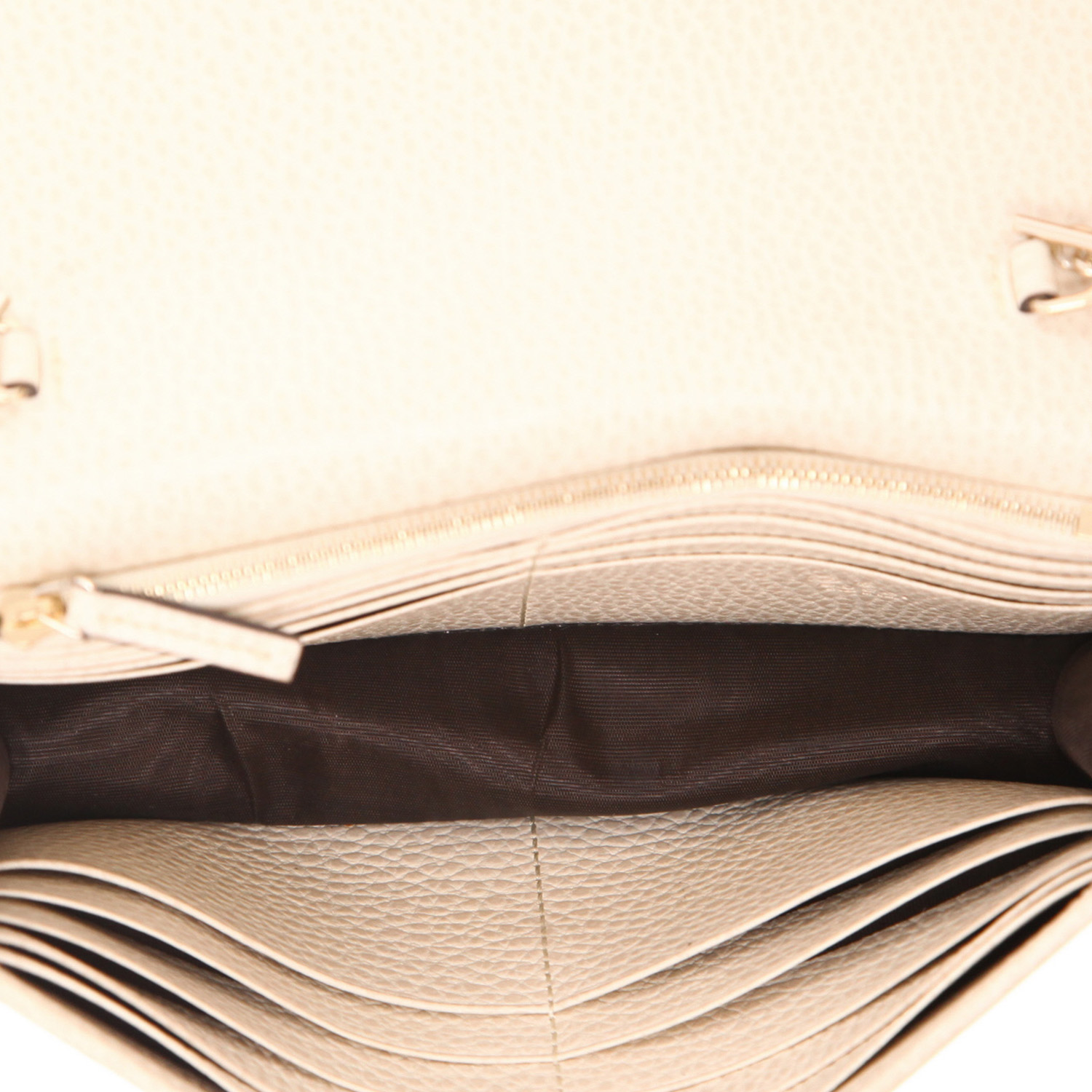 Gucci  GG Chain shoulder bag  in ecru grained leather - Detail D3