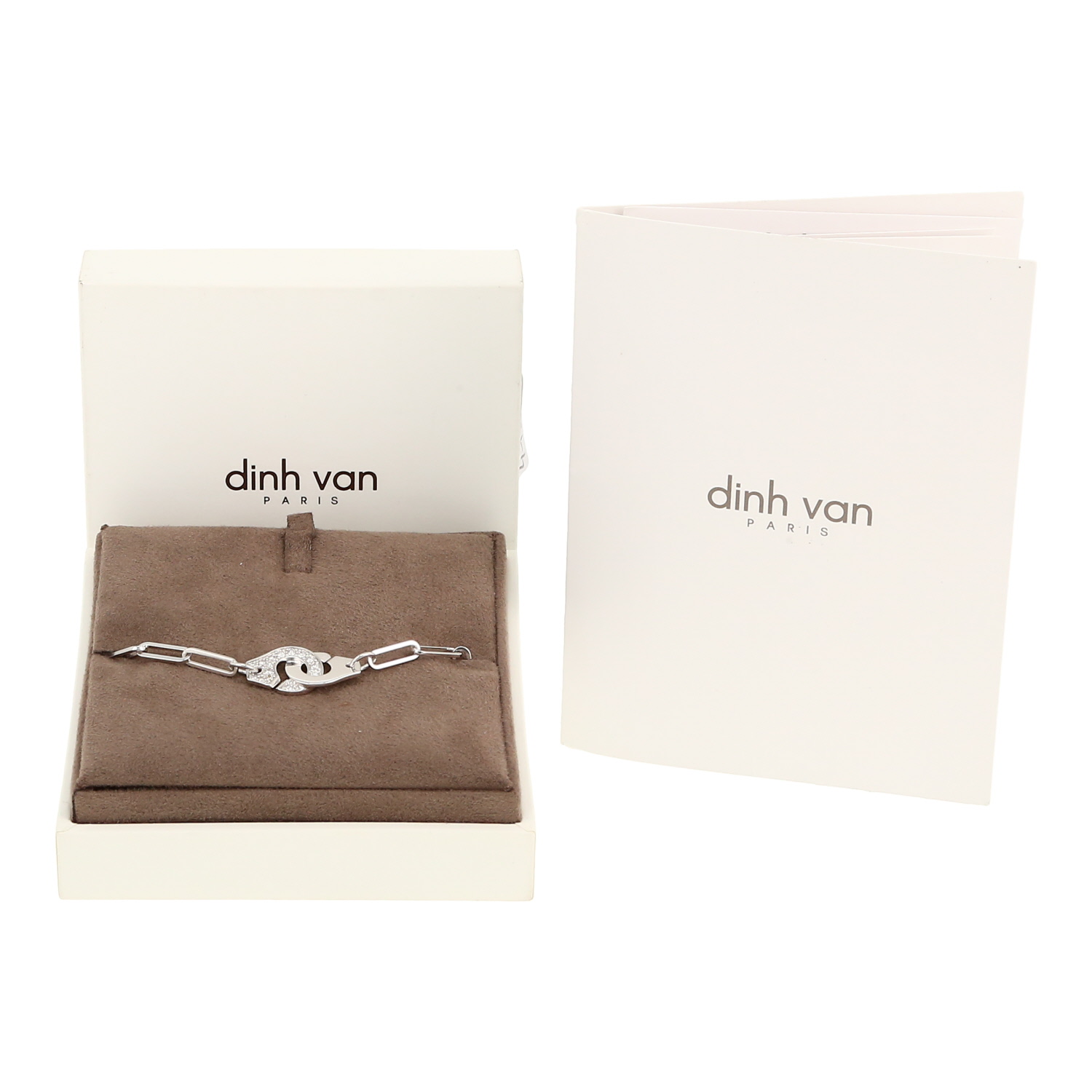 Brazalete Dinh Van Menottes R12 de oro blanco y diamantes - Detail D2