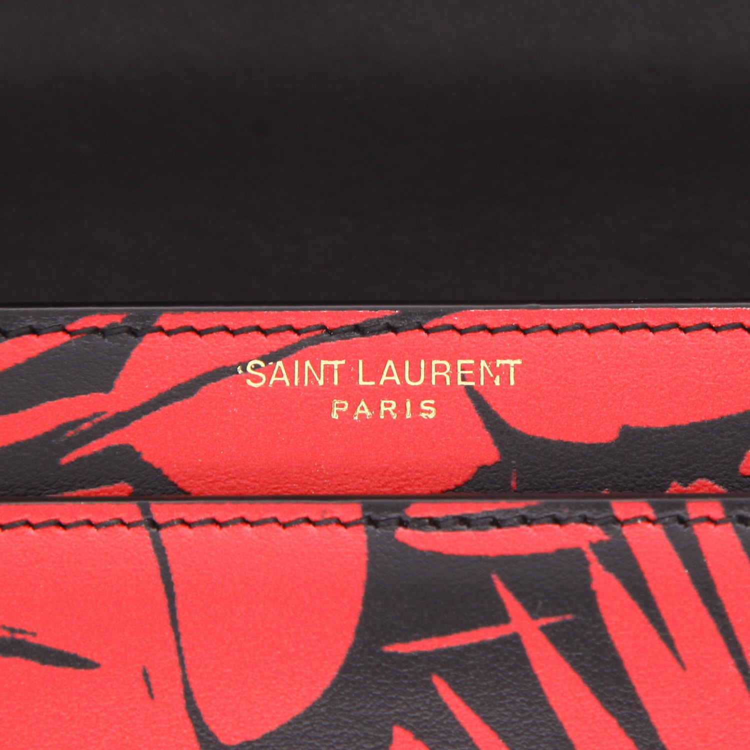 Saint Laurent Sunset shoulder bag in red and black leather - Detail D2