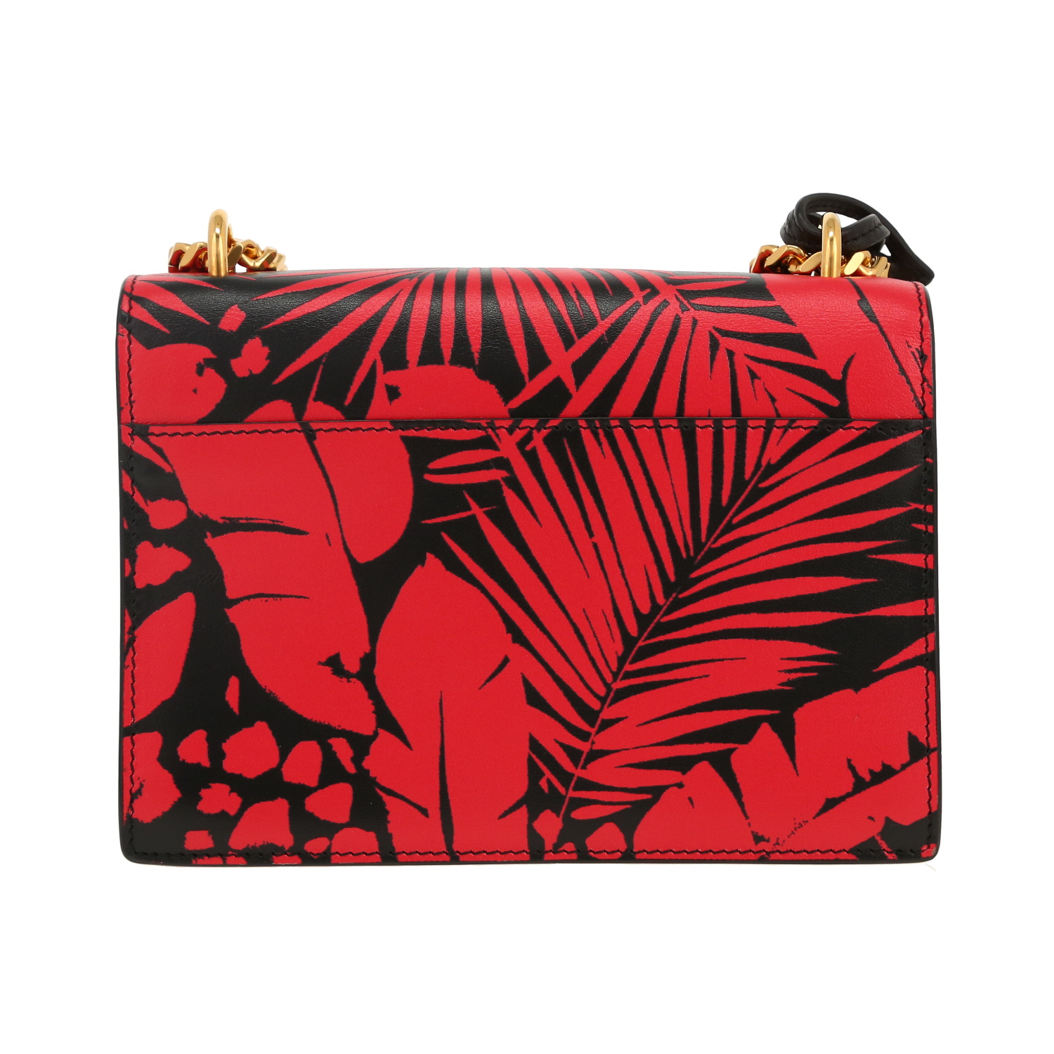 Sac bandoulière Saint Laurent  Sunset en cuir rouge et noir - Detail D4