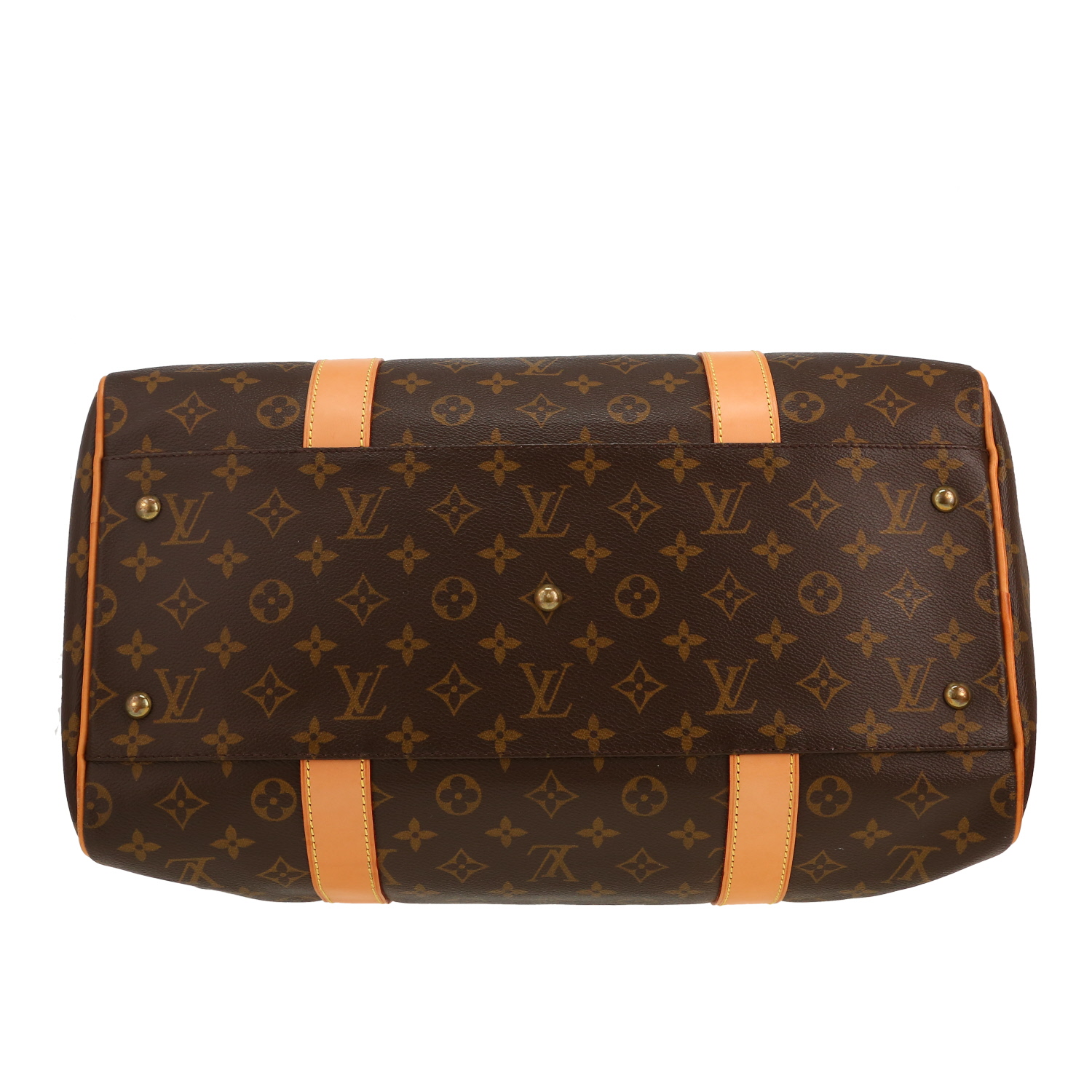 Louis Vuitton Carryall travel bag in brown Monogram canvas and natural leather - Detail D1