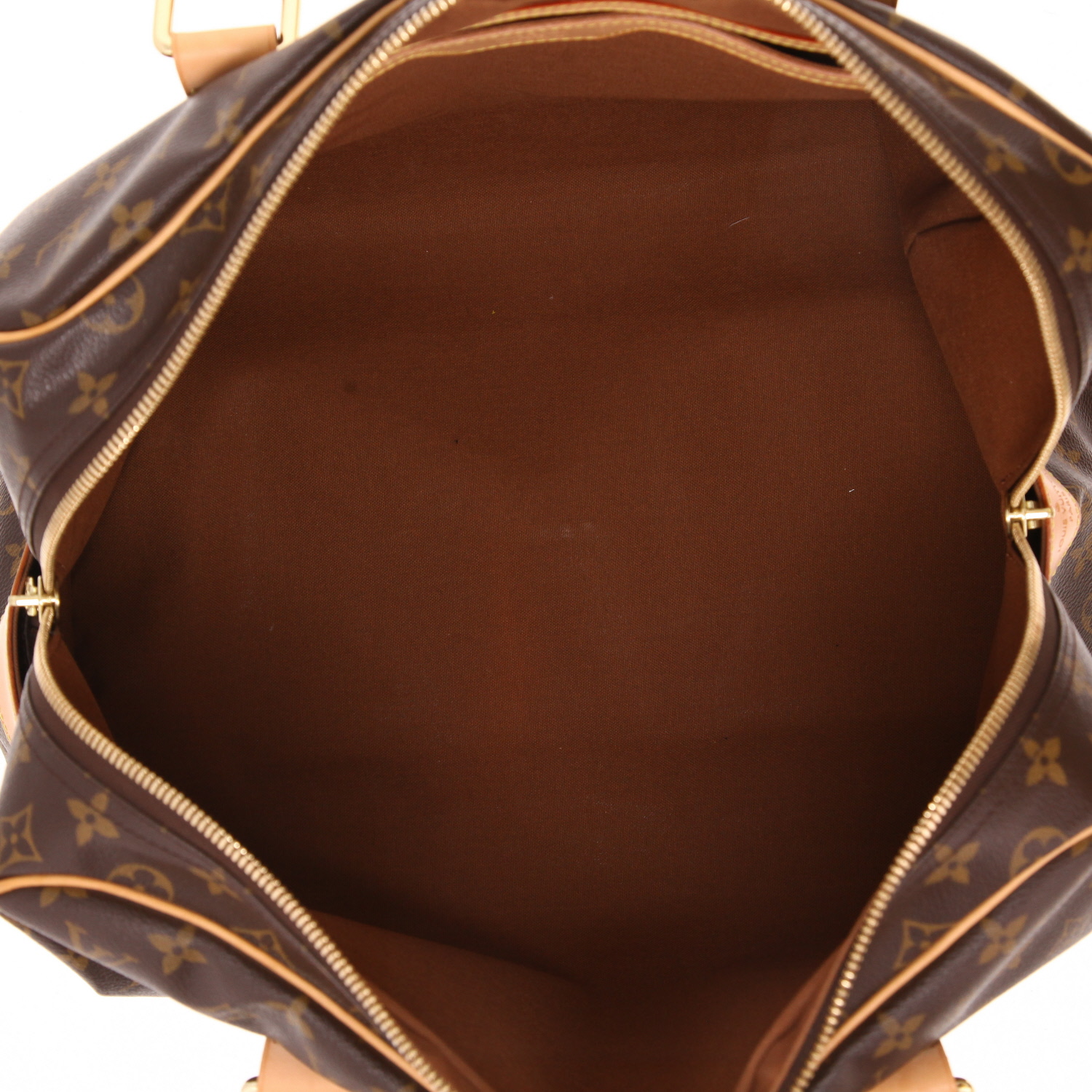 Louis Vuitton Carryall travel bag in brown Monogram canvas and natural leather - Detail D3