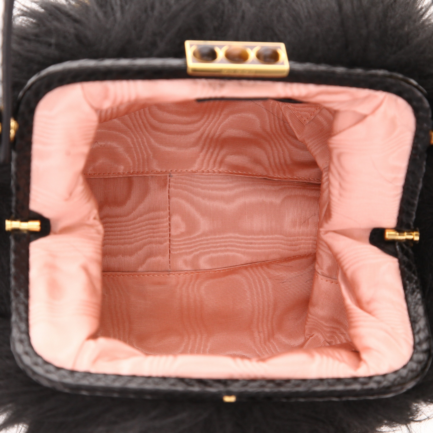 Borsa Gucci   in pelliccia sintetica nera e pelle nera - Detail D3