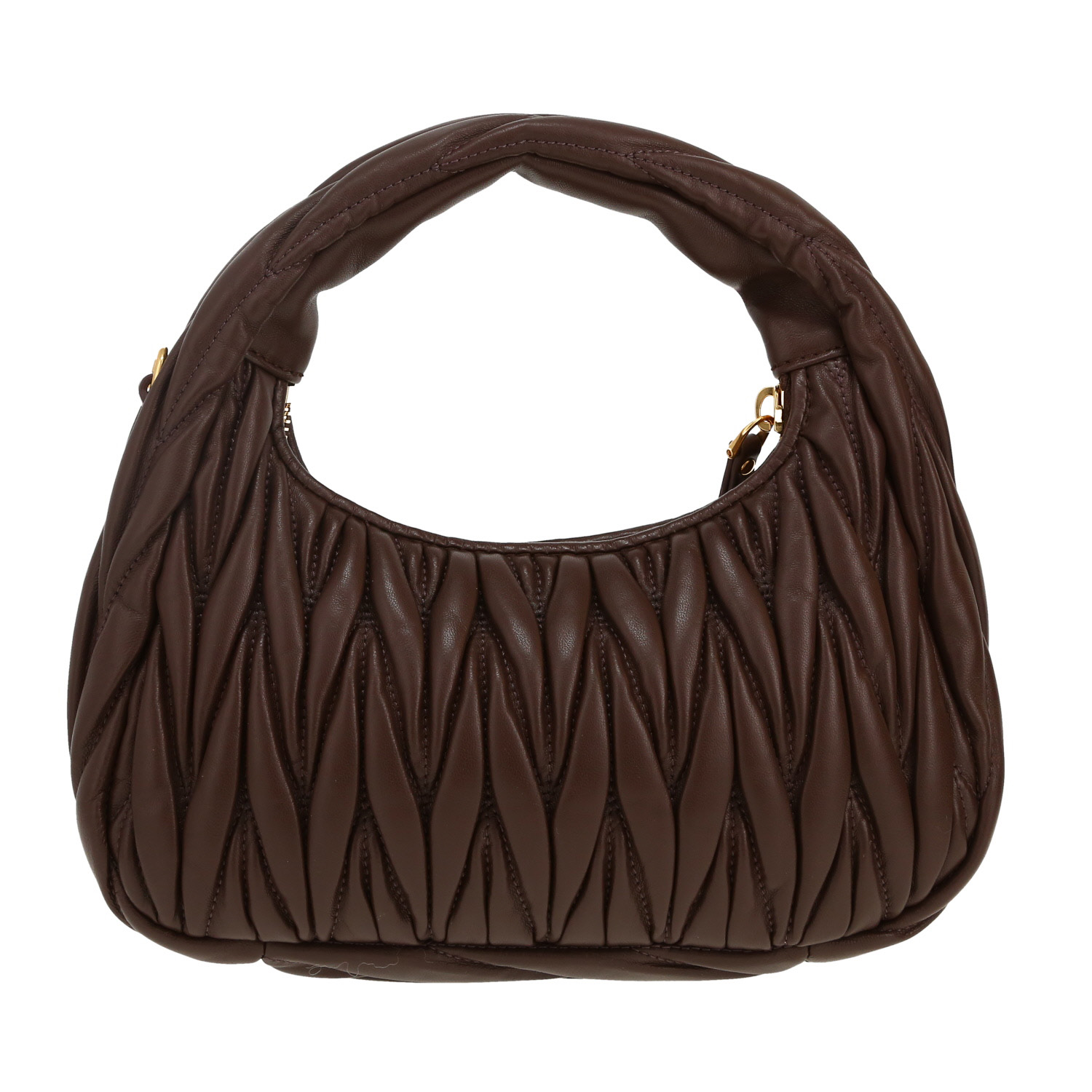 Bolso bandolera Miu Miu Miu Wander en cuero acolchado marrón - Detail D4