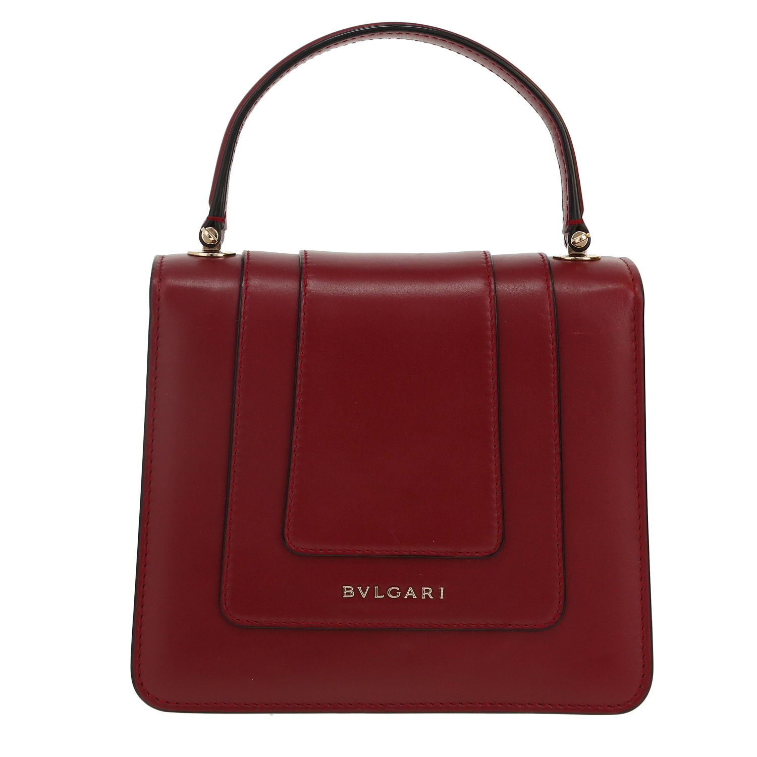 Sac bandoulière Bulgari Serpenti Forever en cuir bordeaux - Detail D4
