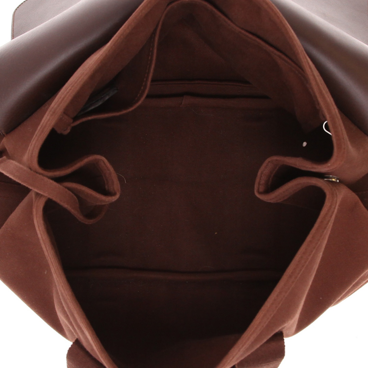 Hermès  Valparaiso handbag  in brown canvas  and brown leather - Detail D3