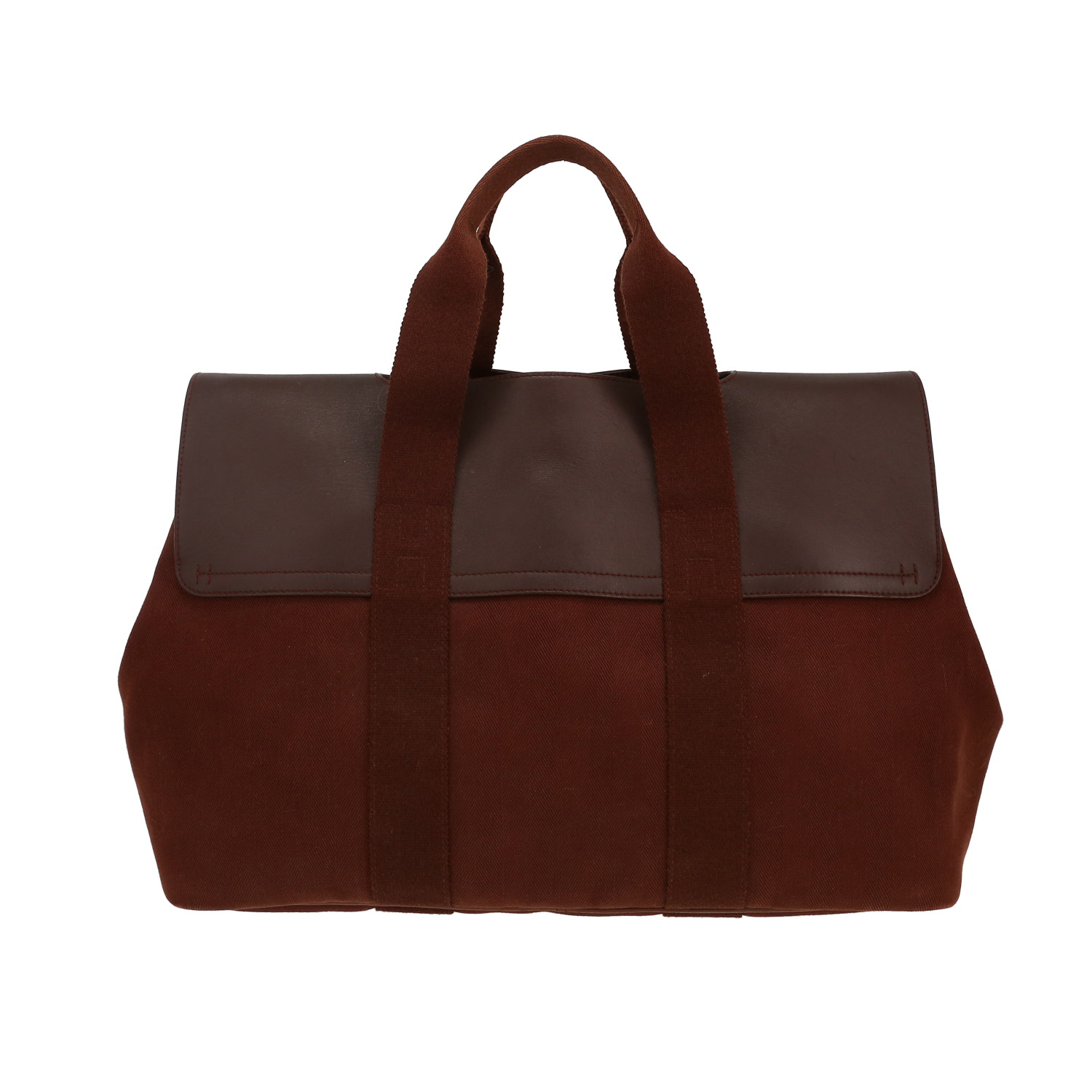 Borsa Hermès  Valparaiso in tela marrone e pelle marrone - Detail D4