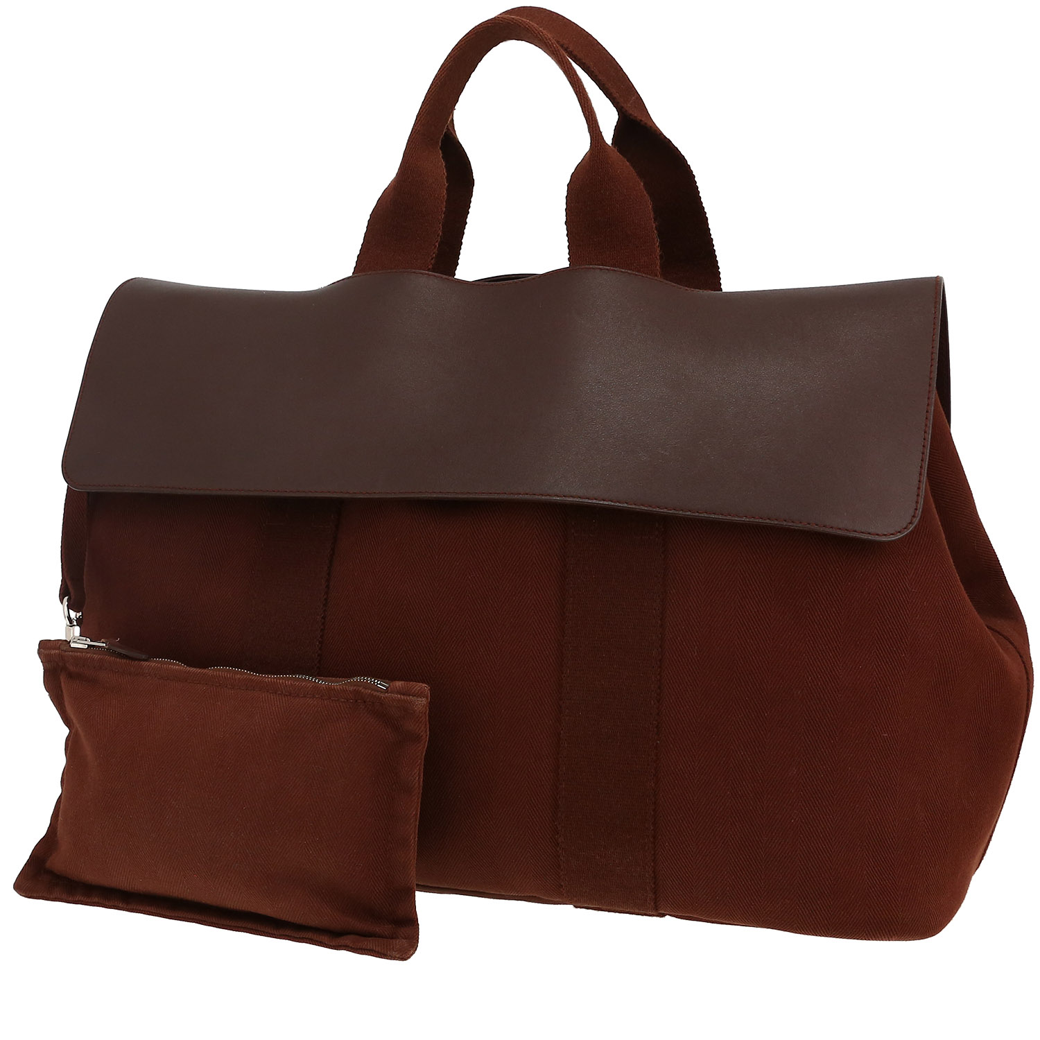 Borsa Hermès  Valparaiso in tela marrone e pelle marrone - Detail D5