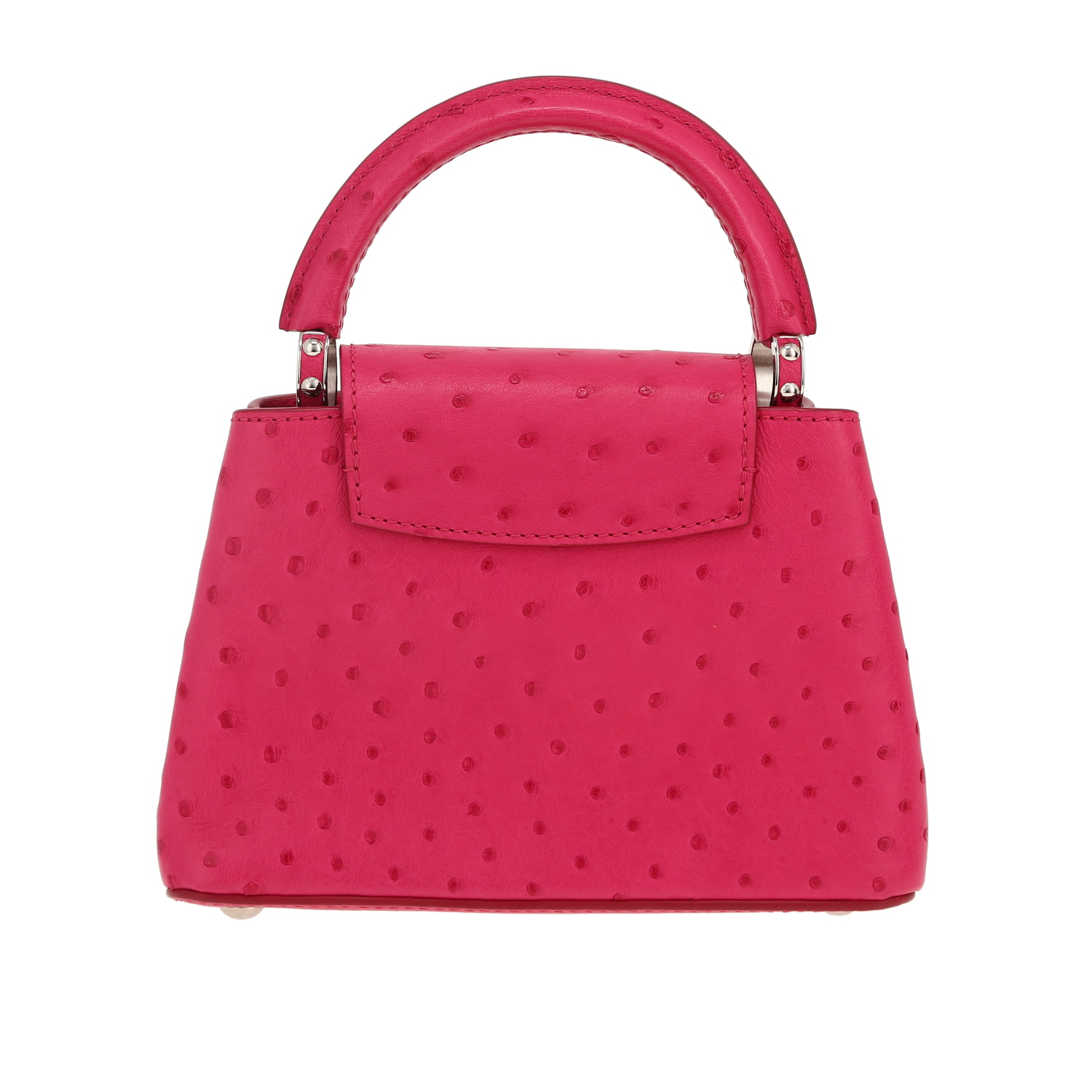 Sac bandoulière Louis Vuitton  Capucines Mini en autruche rose - Detail D4