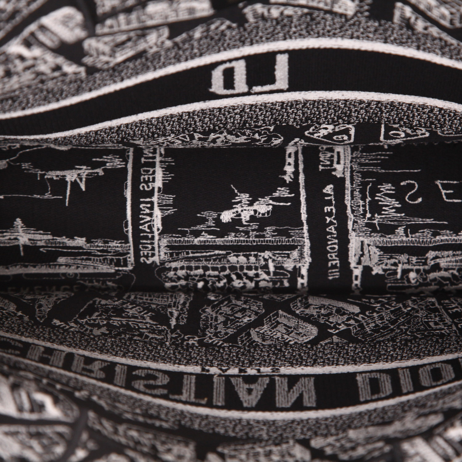 Sac cabas Dior  Book Tote moyen modèle  en toile noire et blanche - Detail D3