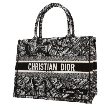 Sac cabas Dior  Book Tote en toile noire et blanche