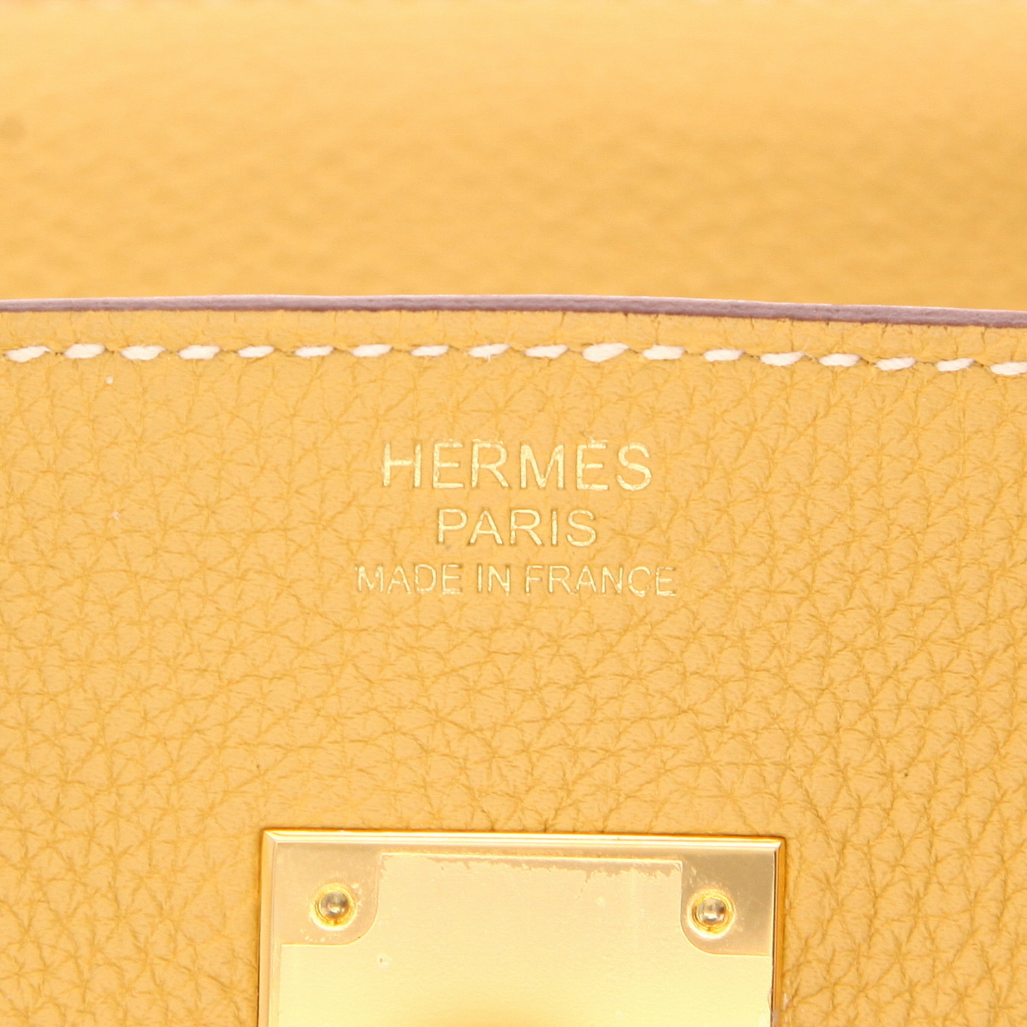 Sac à main Hermès  Birkin 30 cm en cuir togo Jaune Ambre - Detail D2