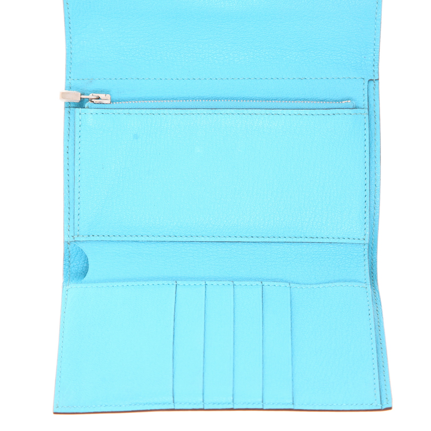 Billetera Hermès  Kelly wallet modelo pequeño  en cuero Mysore azul - Detail D3