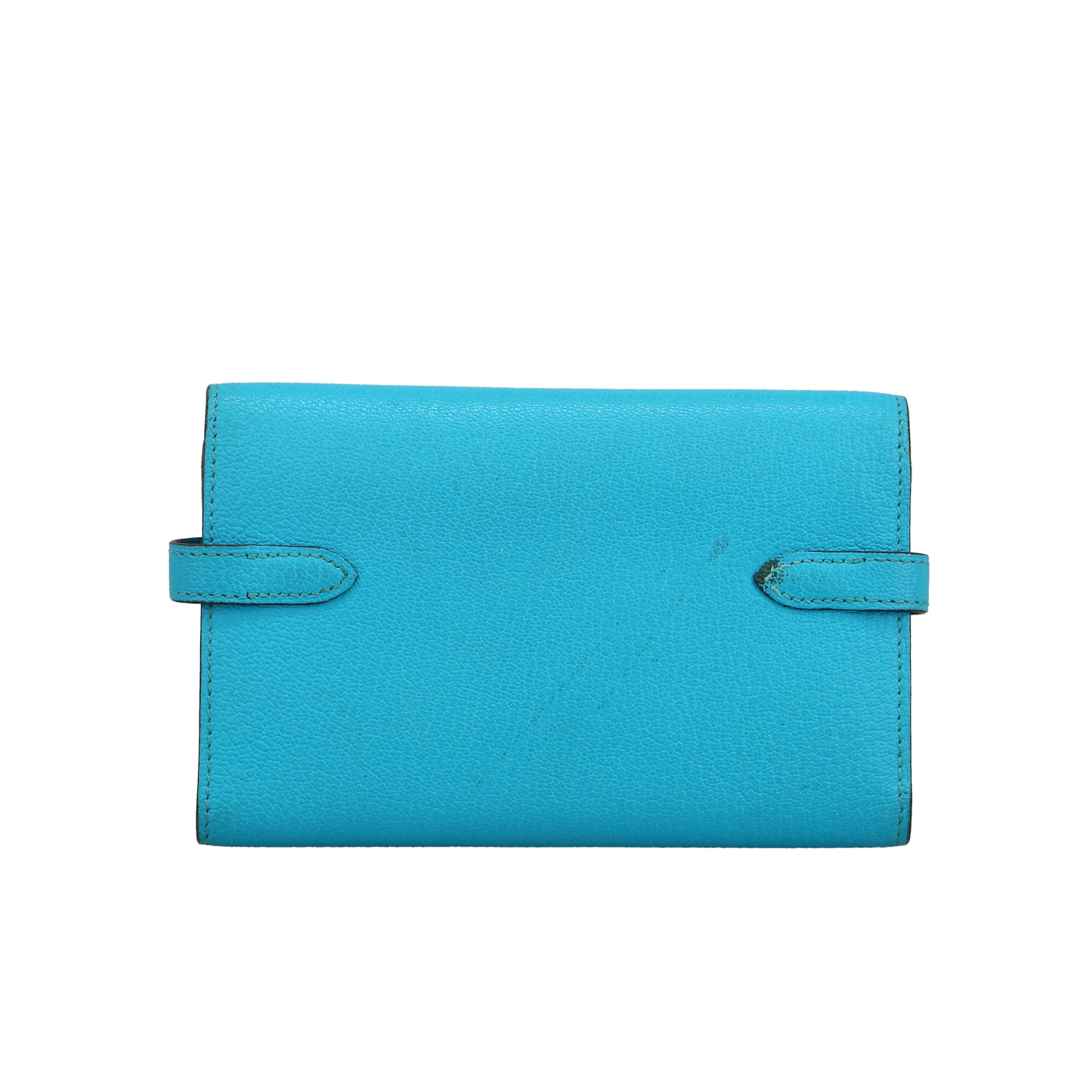 Hermès  Kelly wallet small model  wallet  in blue Mysore leather - Detail D4