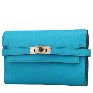 Hermès  Kelly wallet small model  wallet  in blue Mysore leather