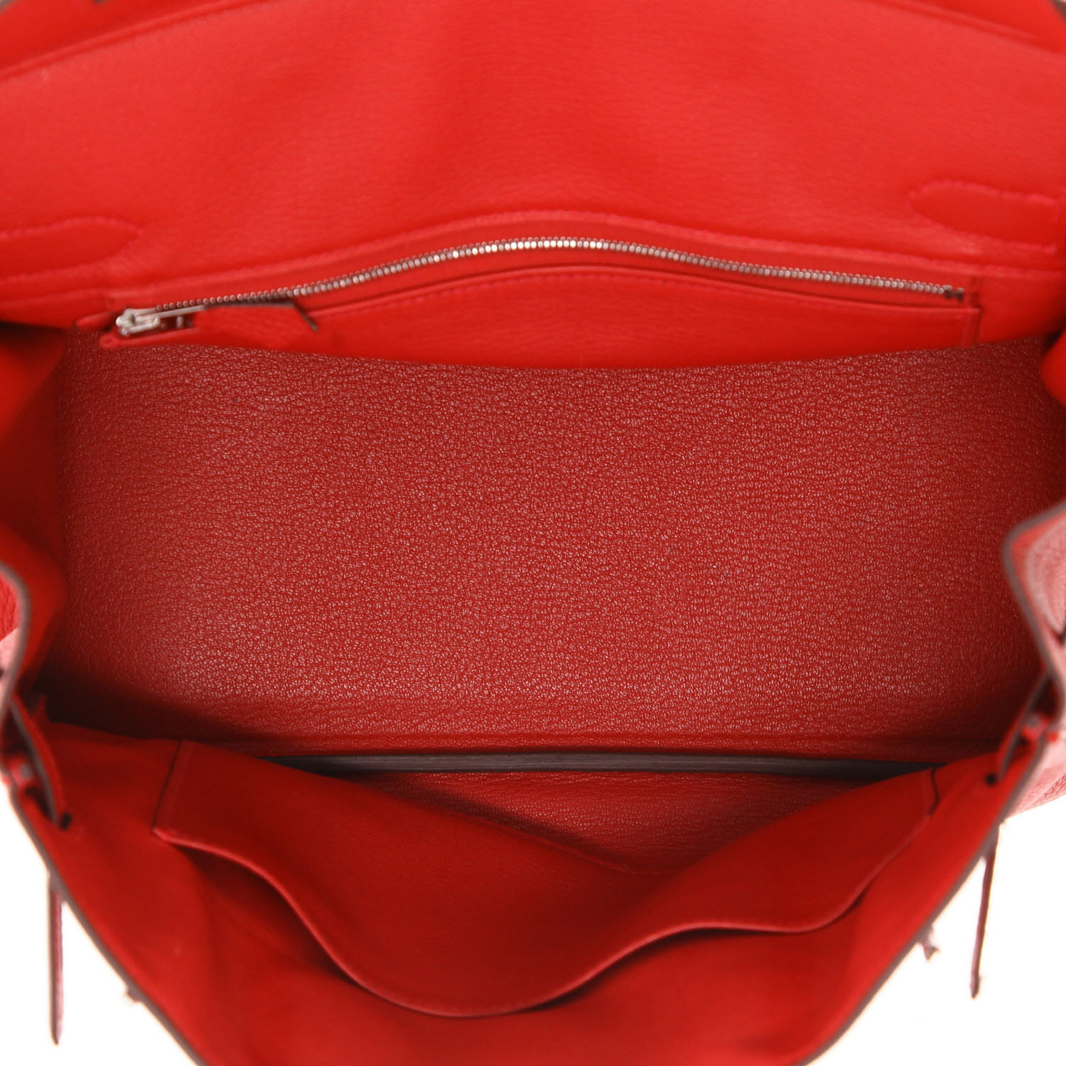 Hermès  Birkin 30 cm handbag  in red Vermillon togo leather - Detail D3