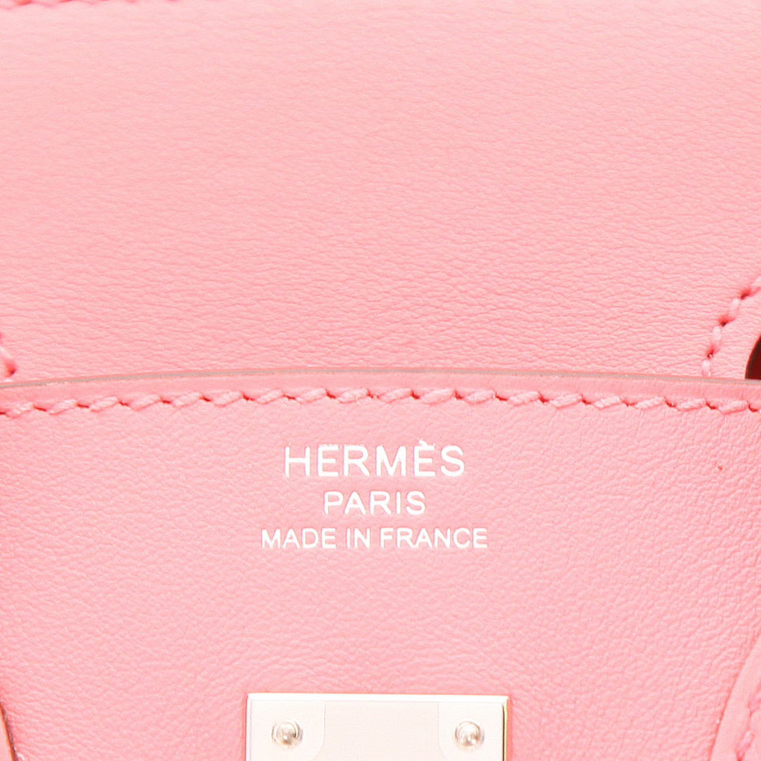 Bolso de mano Hermès  Birkin 25 cm en cuero swift azalea pink - Detail D2