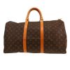 Bolsa de viaje Louis Vuitton  Keepall 45 en lona Monogram marrón y cuero natural - Detail D4 thumbnail