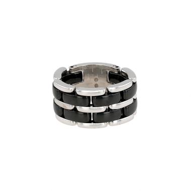 Anello flessibile Chanel Ultra modello grande in oro bianco e ceramica nero