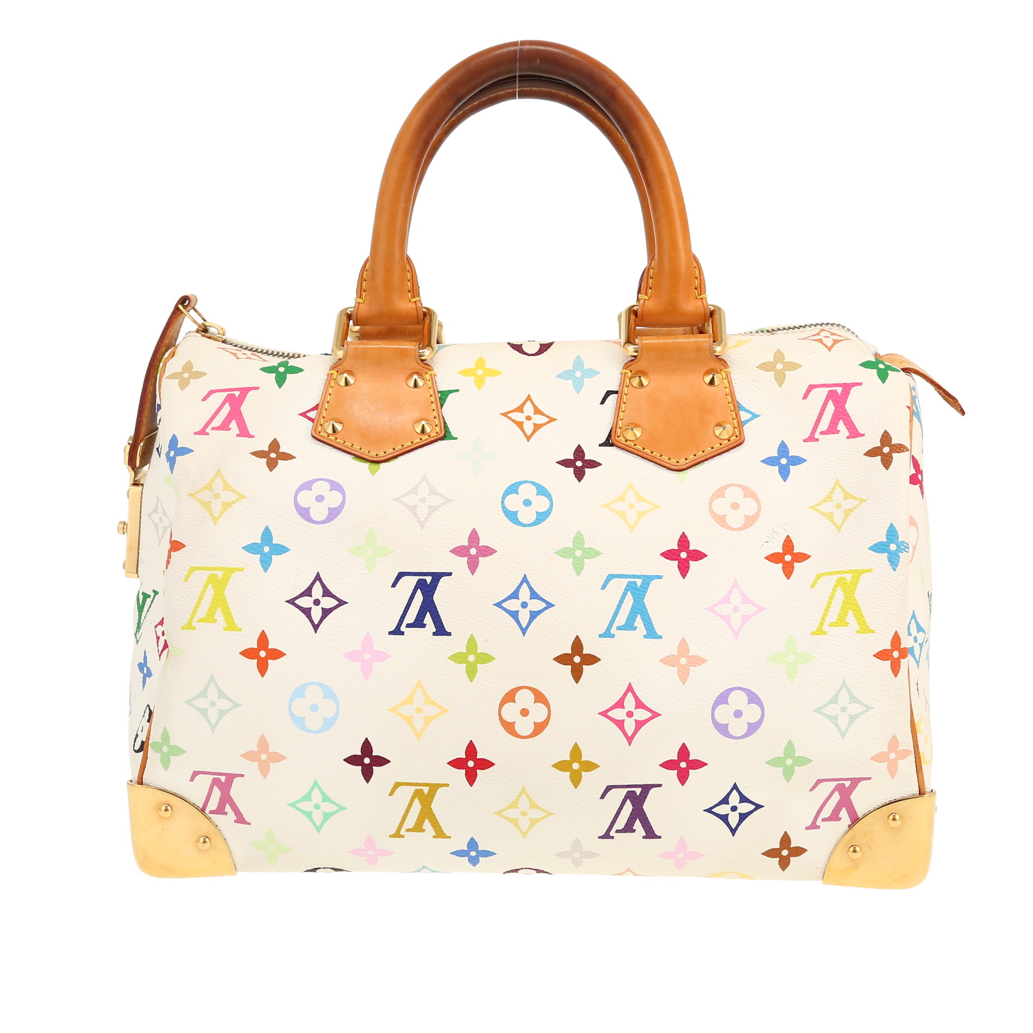 Sac à main Louis Vuitton X Murakami  Speedy 30 en toile monogram multicolore et cuir naturel - Detail D4