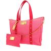 Shopping bag Louis Vuitton  Antigua in tela rosa e rossa e pelle naturale - 00pp thumbnail