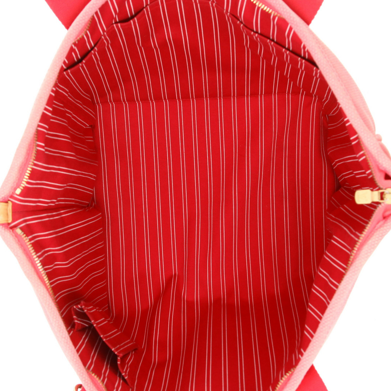 Louis Vuitton Antigua shopping bag in pink and red canvas and natural leather - Detail D3