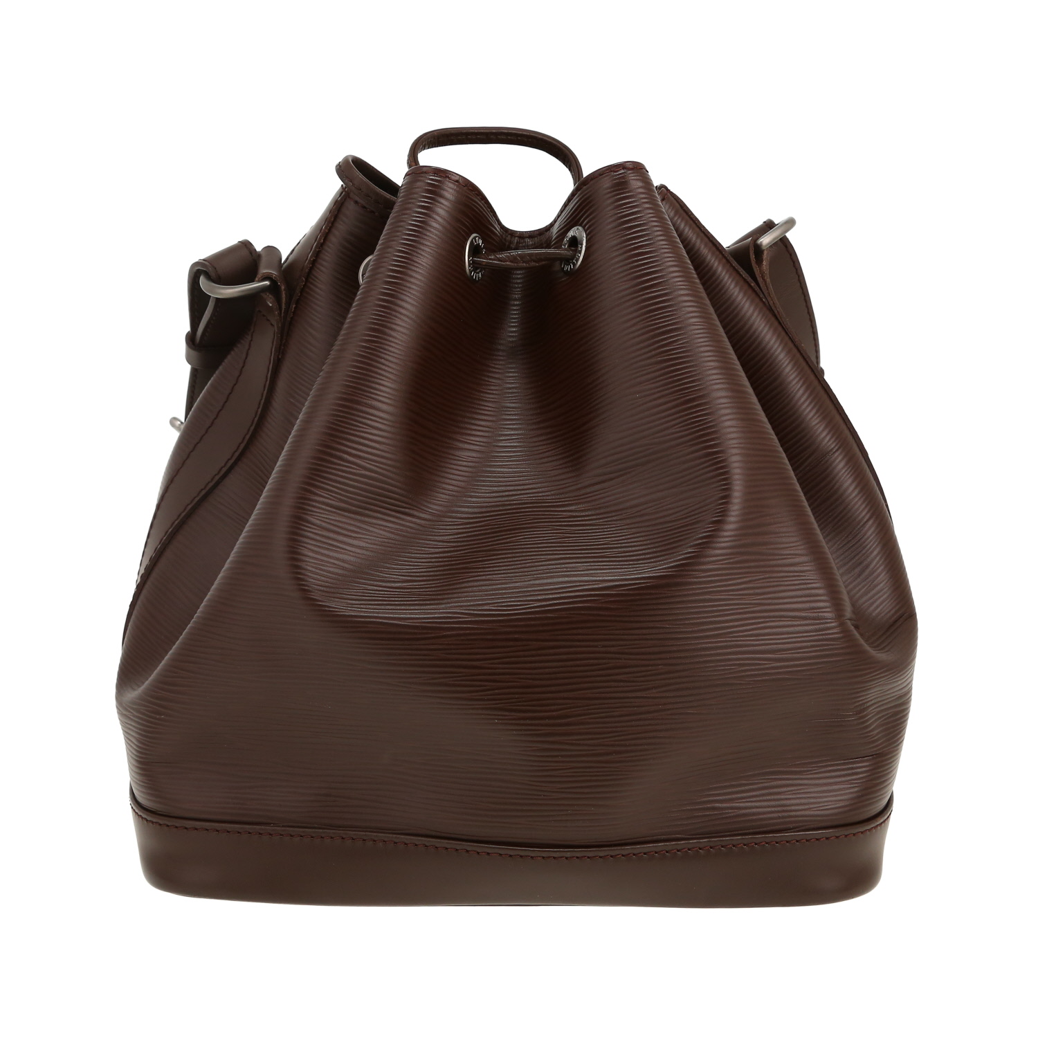 Sac cabas Louis Vuitton  Noé en cuir épi marron - Detail D4
