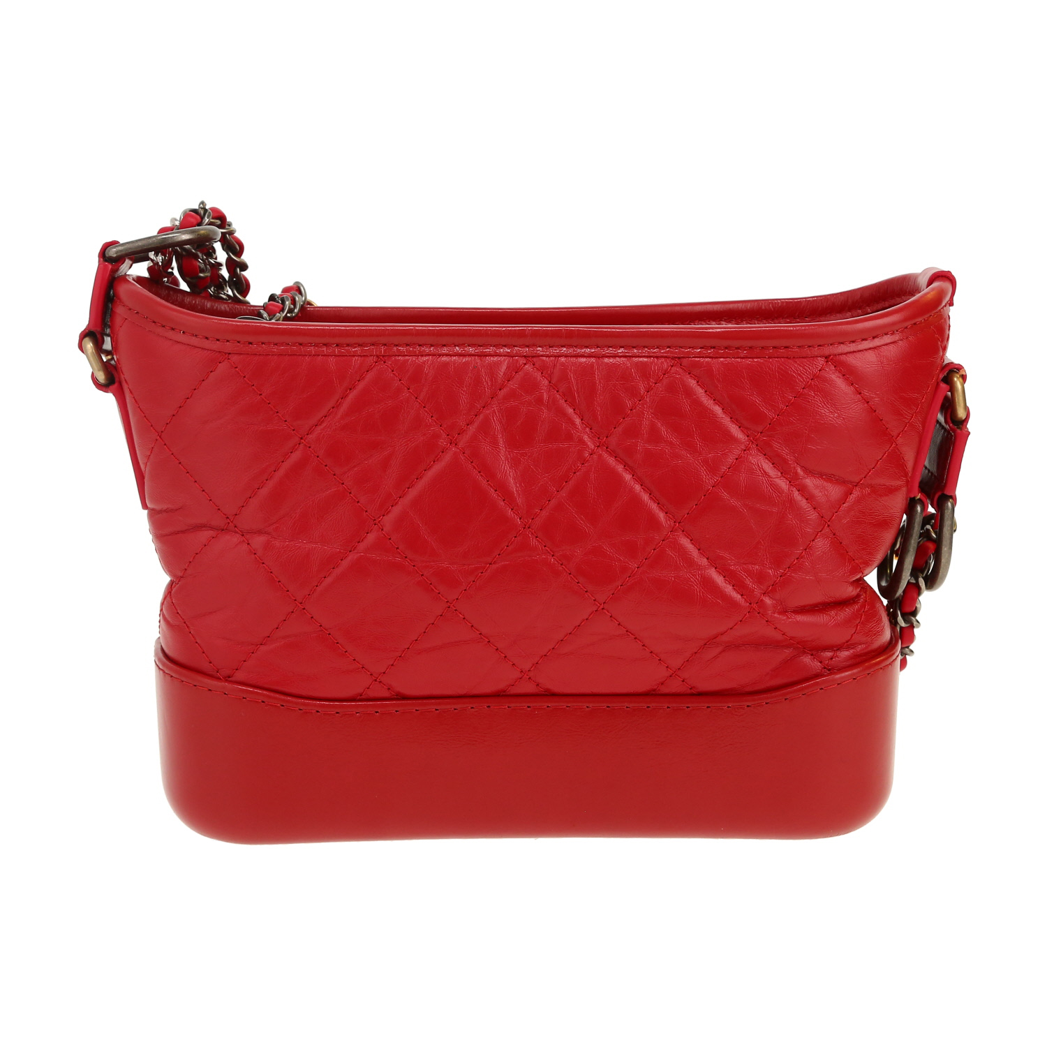 Chanel Gabrielle small model shoulder bag in red quilted leather - Detail D4