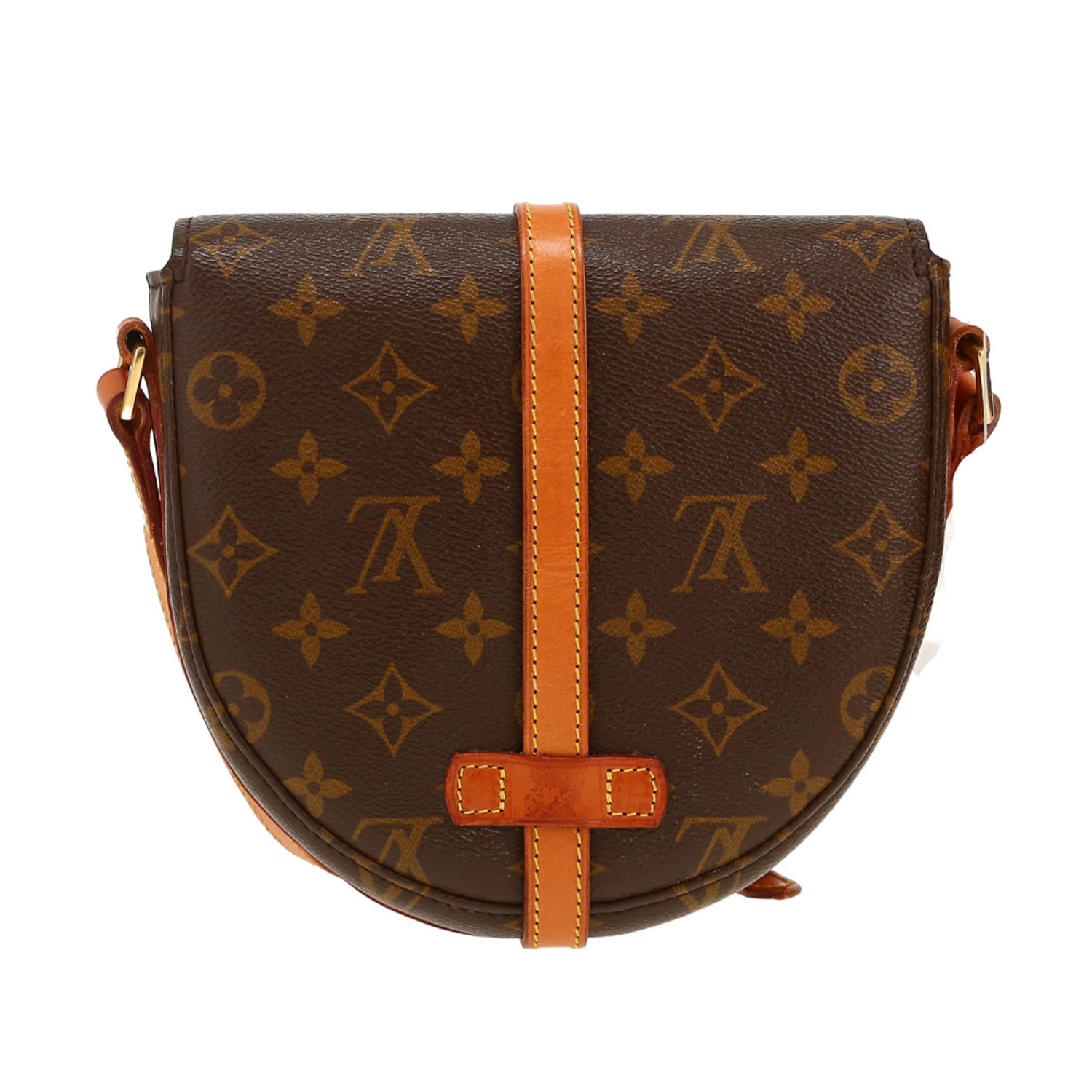 Borsa a tracolla Louis Vuitton Chantilly in tela monogram marrone e pelle naturale - Detail D4
