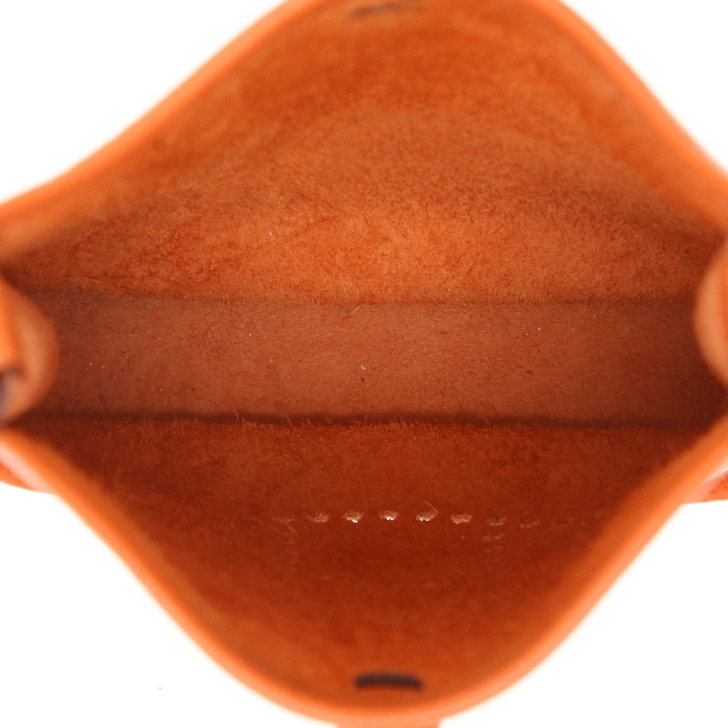 Hermès Mini Evelyne shoulder bag in orange leather taurillon clémence - Detail D3