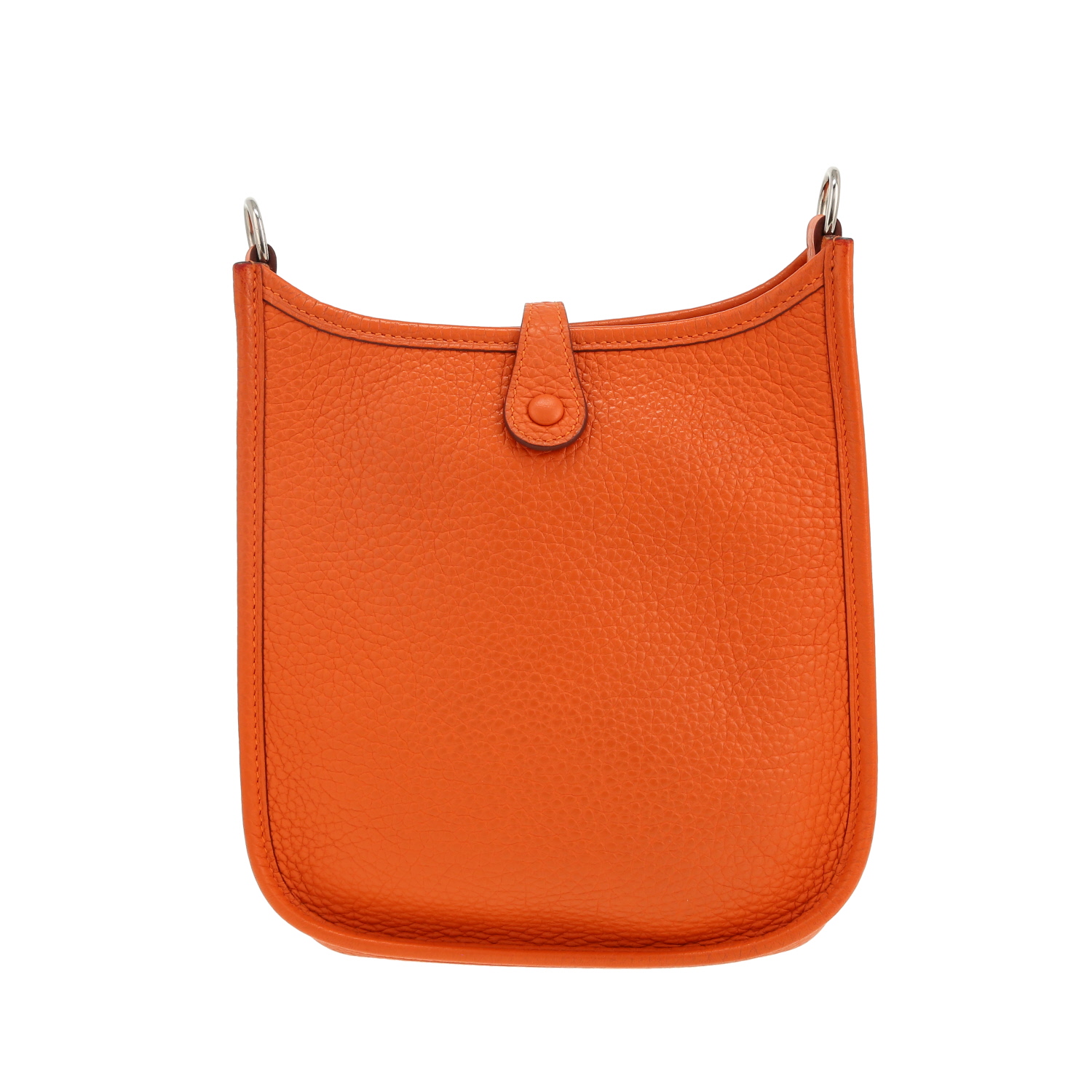 Bolso bandolera Hermès  Mini Evelyne en cuero taurillon clémence naranja - Detail D4