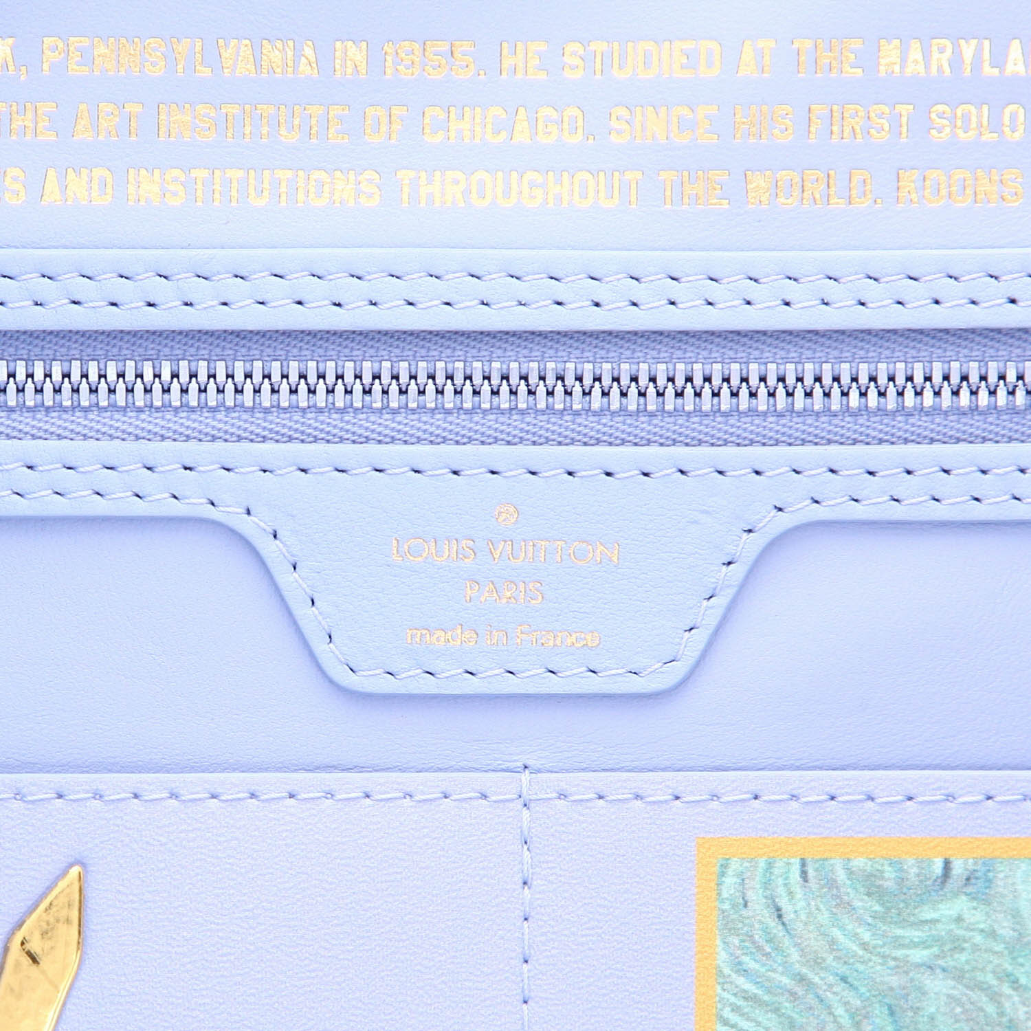 Bolso Cabás Louis Vuitton  Neverfull Editions Limitées modelo mediano  en cuero azul verde y amarillo - Detail D2