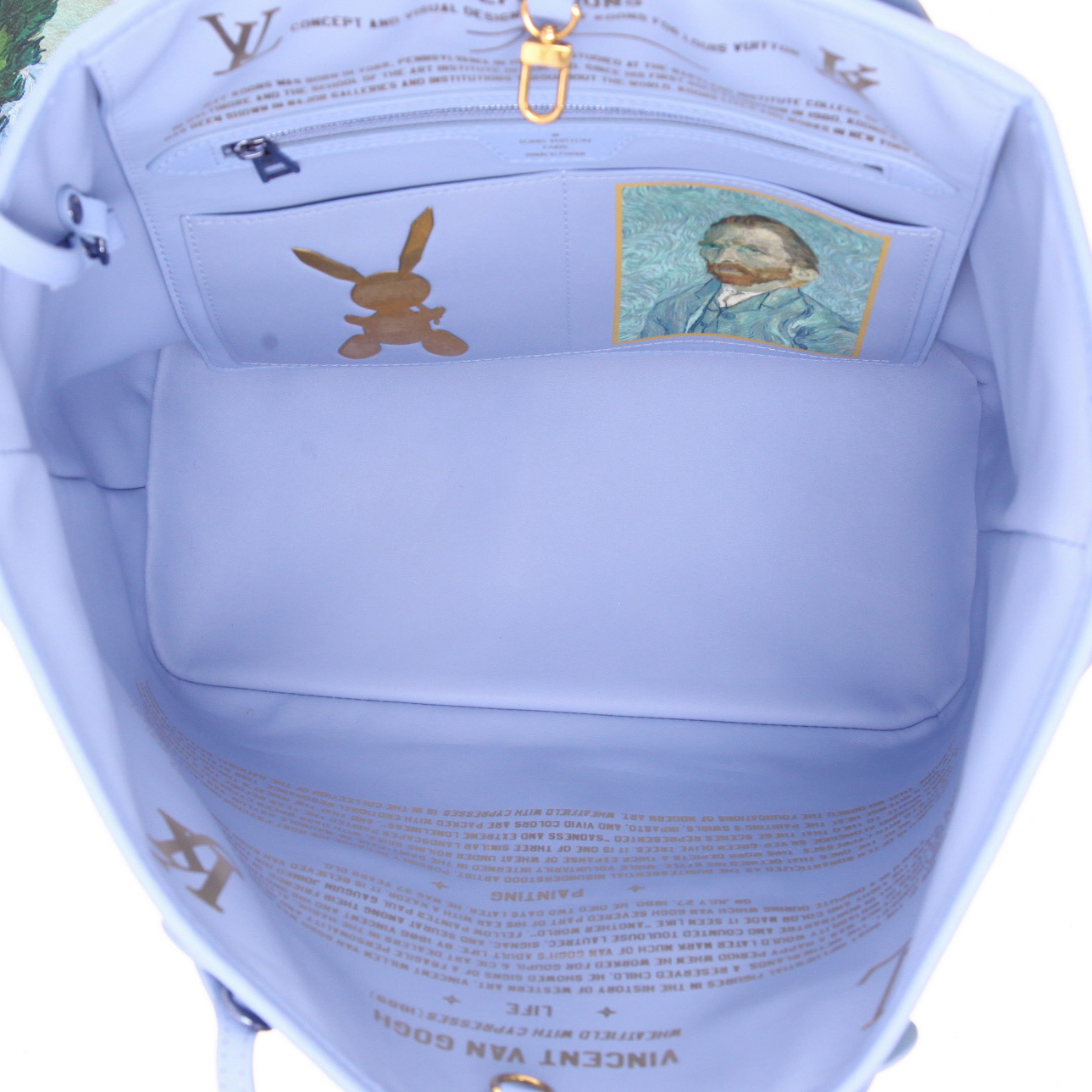 Sac cabas Louis Vuitton  Neverfull Editions Limitées moyen modèle  en cuir bleu vert et jaune - Detail D3