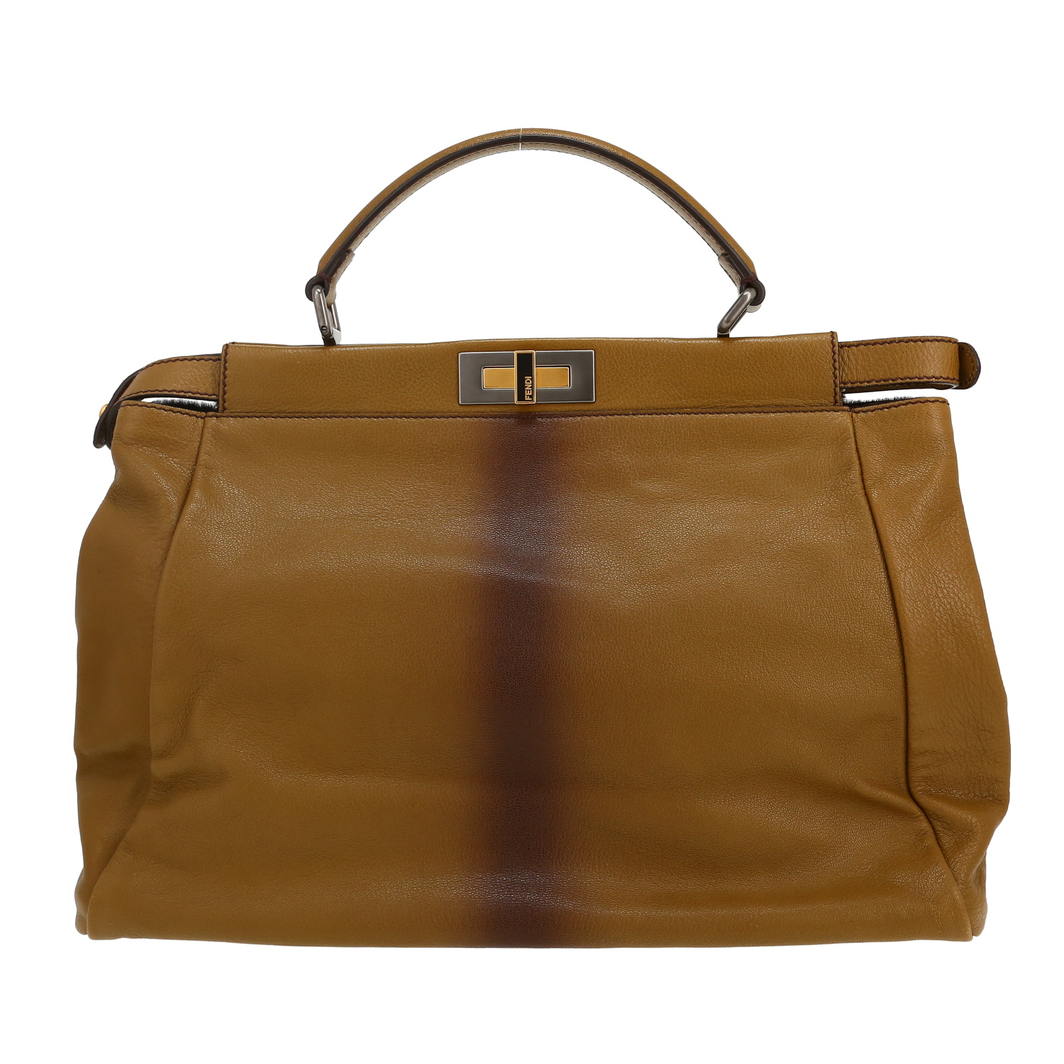 Sac à main Fendi  Peekaboo grand modèle  en cuir vert-kaki et marron - Detail D4