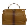 Bolso de mano Fendi  Peekaboo modelo grande  en cuero caqui y marrón - Detail D4 thumbnail