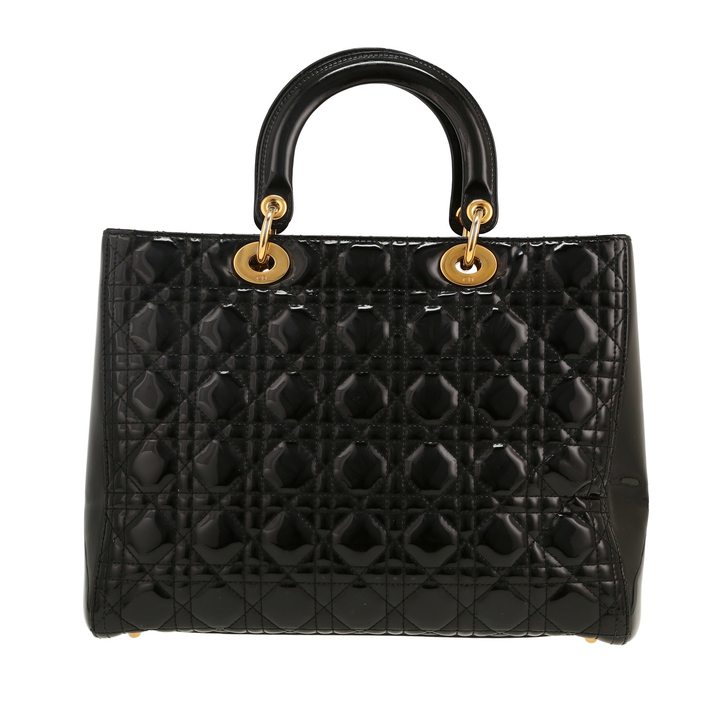 Borsa Dior  Lady Dior in pelle verniciata nera - Detail D4