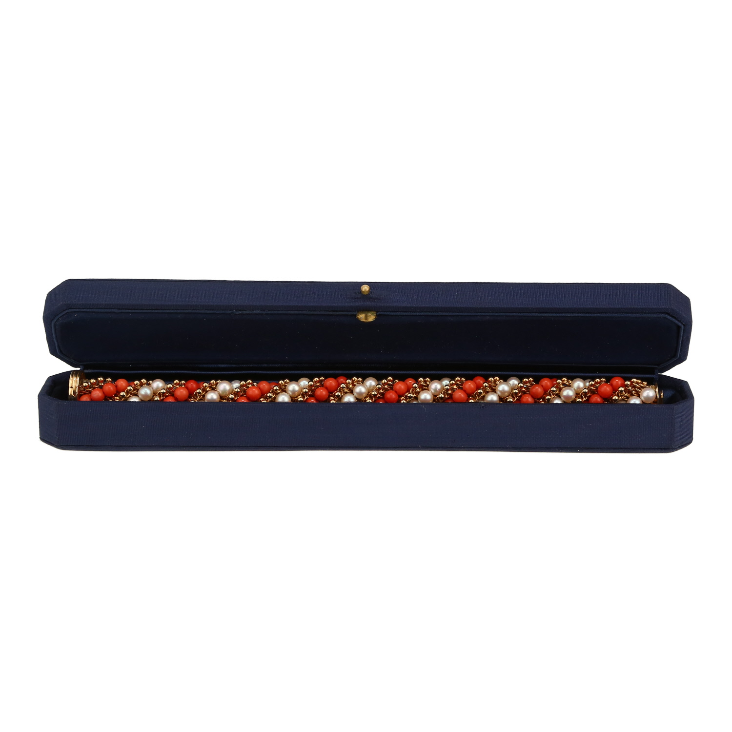 Bracciale Van Cleef & Arpels Twist in oro giallo, perle coltivate dei Mari del Sud e corallo