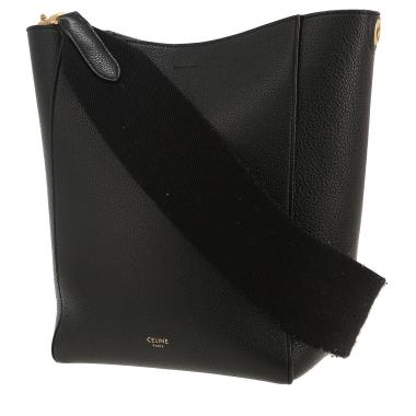 Sac à main Celine  Sac Sangle petit modèle  en cuir grainé noir