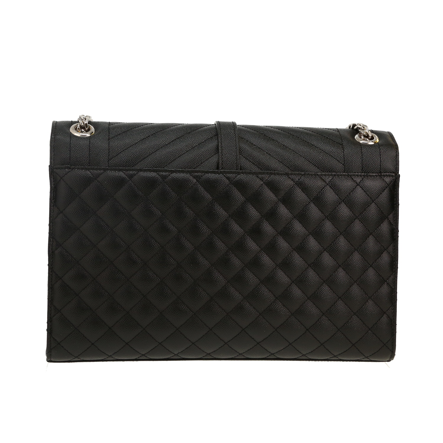 Bolso bandolera Saint Laurent  Enveloppe en cuero granulado negro - Detail D4