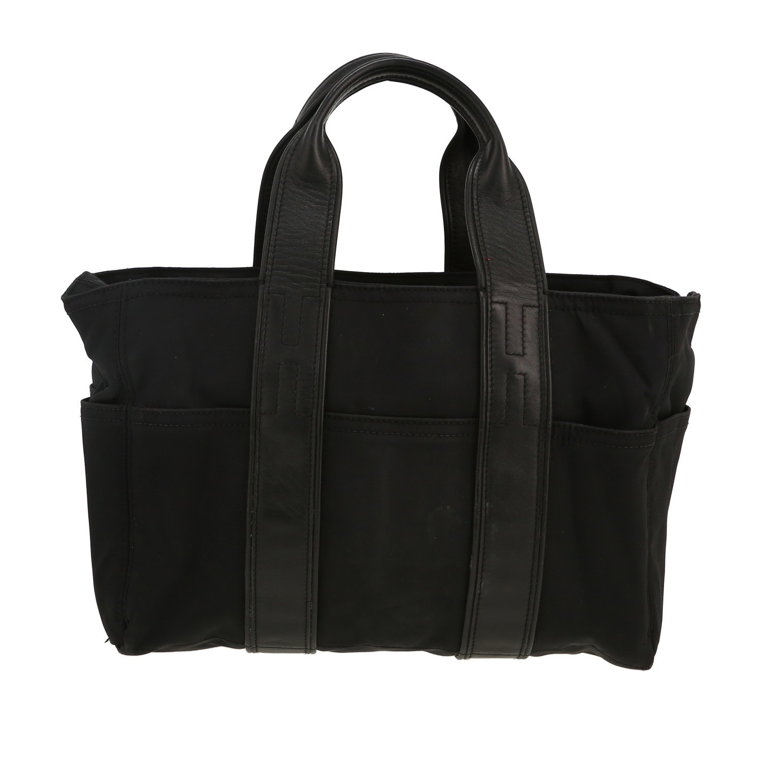 Sac à main Hermès  Acapulco en toile et cuir noir - Detail D4