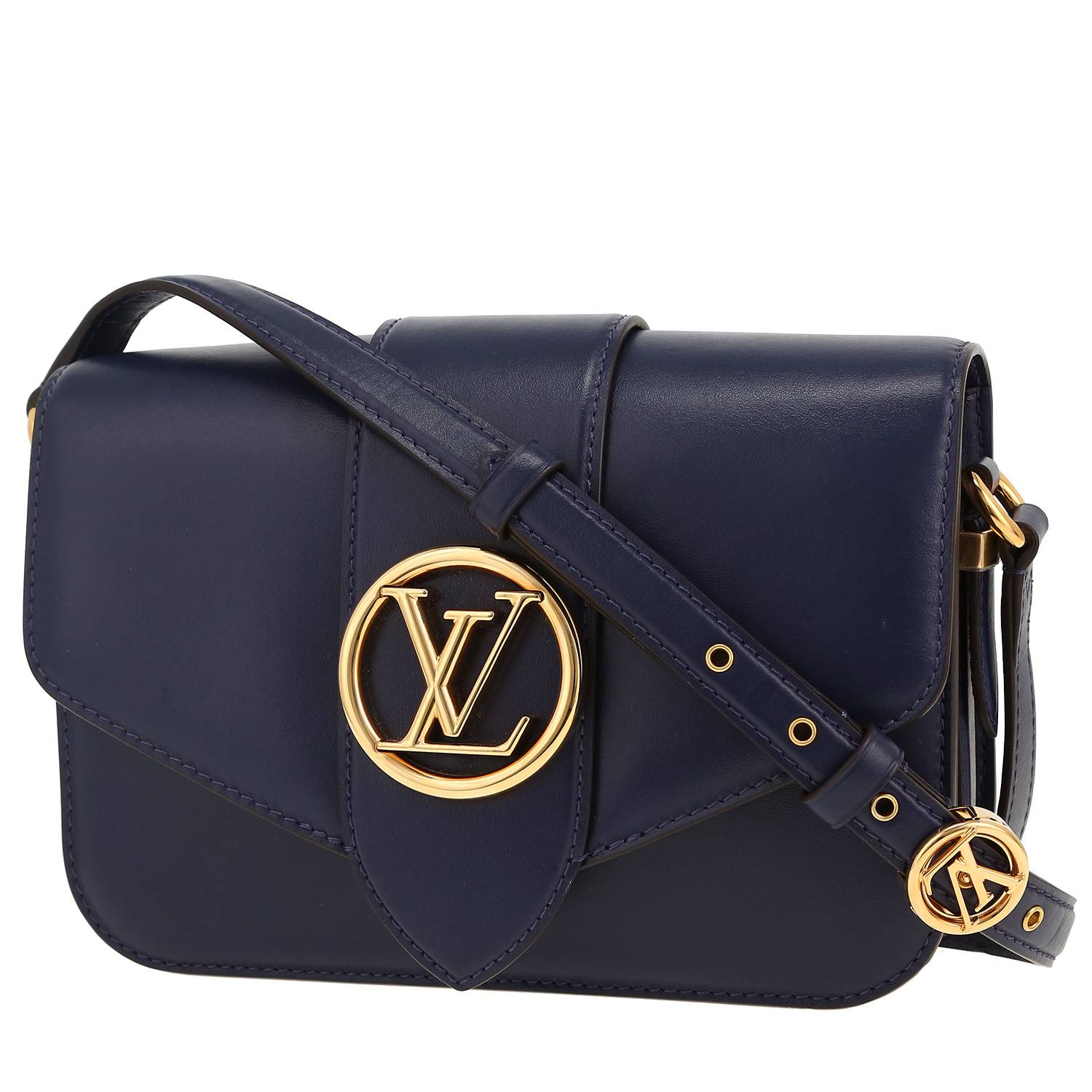Louis Vuitton Pont Neuf handbag in navy blue leather
